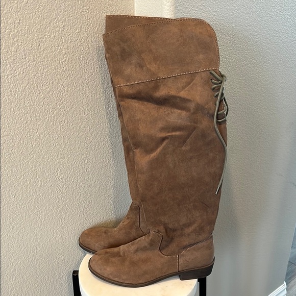 Madden Girl Shoes - Madden Girl Brown Over the Knee Boots with Suede Finish
